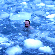 Photo of Bill Detrich swimming in polar water