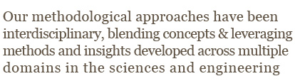 Our methodological approaches have been 
interdisciplinary, blending concepts & leveraging 
methods and insights developed across multiple 
domains in the sciences and engineering